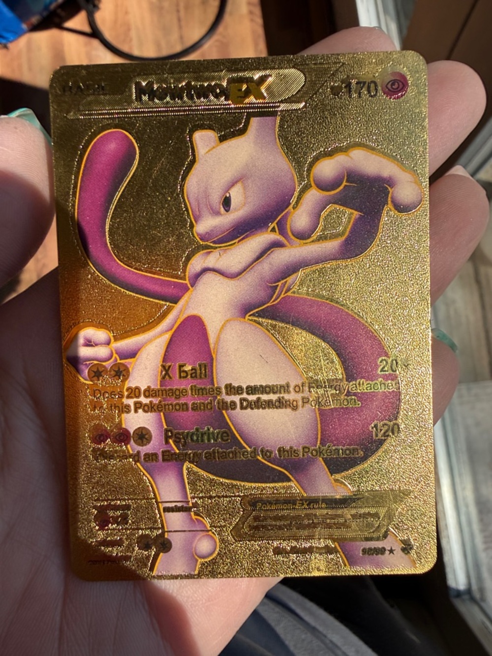 Mewtwo EX Holo Trading Card - Gold & Purple